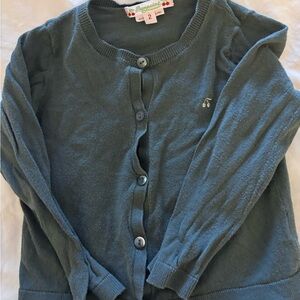 Bonpoint Dark Gray Cardigan with Cherry Size 2T Toddler Girls